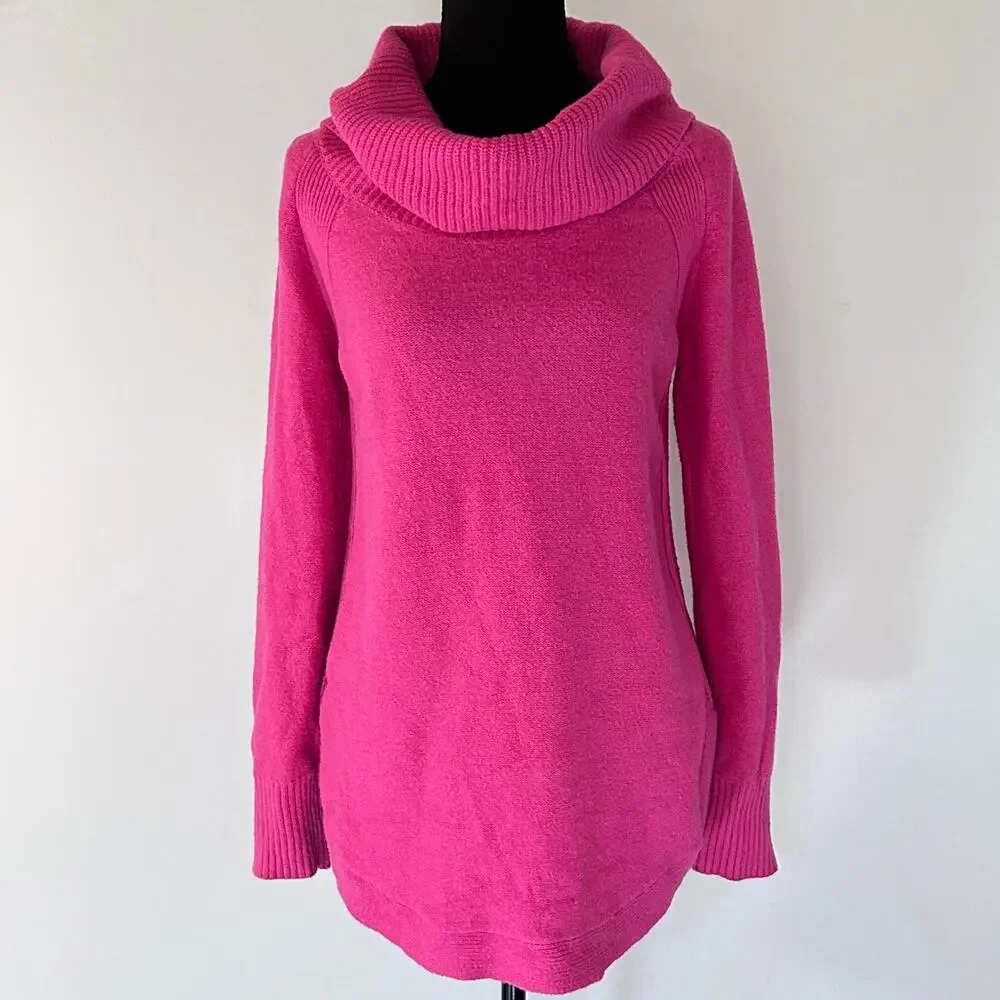 Anthropologie Moth Brenta Sweater Women's Cowl‎ Neck Oversized Tunic Pink Medium